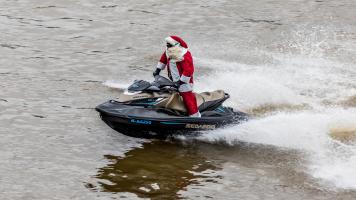 Jet skiing Santa