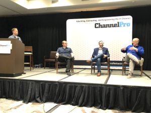Matt Whitlock of ChannelPro, Chris Walter of Avast, Brian Doty of Kaseya IT Complete, and Cal Jeffrey of Insight Cyber at ChannelPro LIVE: Orlando