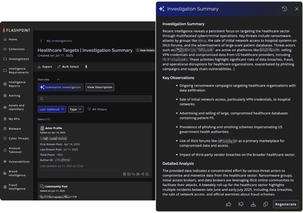 Flashpoint Summarization for Investigations